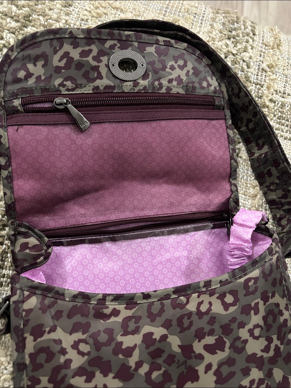lug Olive and Plum Leopard Print Crossbody Bag - Picture 9 of 13